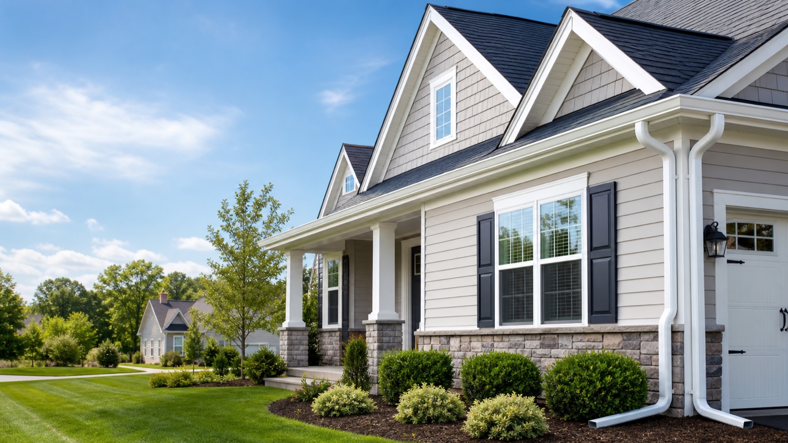 clean residential gutter line on a New Jersey style home